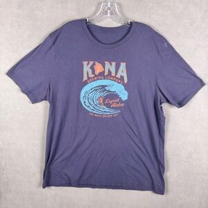 Kona Brewing Company Graphic T-Shirt 2XL Blue Missing Tag‎ Read!